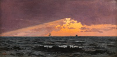 Før solnedgang kommer stormen (olje på panel) av William Pye