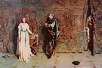 Shakespeare: Hamlet og Ophelia, Hamlet, akt III, Scene 1 (litho-farge) av William Quiller (after) Orchardson