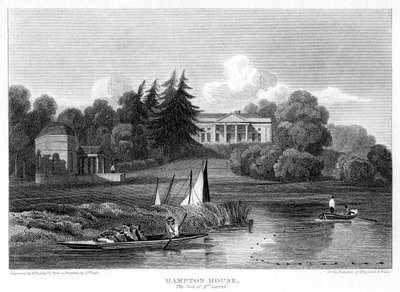 Hampton House, setet til Mr Garrick, Hampton, Richmond upon Thames, London, 1815. av William Radclyffe