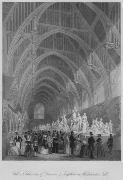 Offentlig utstilling av fresker og skulpturer i Westminster Hall, c1841 av William Radclyffe