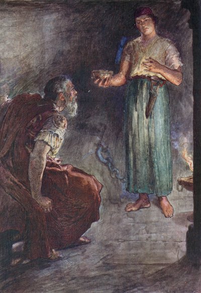Philopoemen in Prison (farge litho) av William Rainey