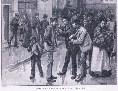 Scene under Preston Strike 1856 AD av William Rainey