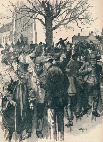 Streik for gårdsarbeidere i Warwickshire: møte i Whitnash, 1872 1906 av William Rainey