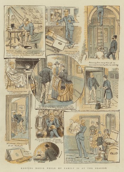 Holde huset mens familien min er ved sjøen (chromolitho) av William Ralston