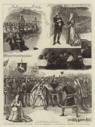 Vår omgjengelige artist ved operaene, Lucia de Lammermoor hos Her Majesty's, Lohengrin i Covent Garden av William Ralston