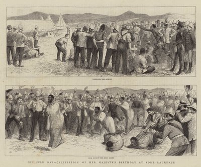 Zulu-krigen, feiring av hennes majestets fødselsdag i Fort Laurence av William Ralston
