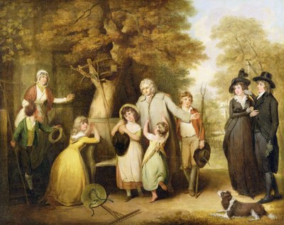 Den velvillige arvingen eller leietakeren gjenopprettet til sin familie (olje på lerret) av William Redmore Bigg