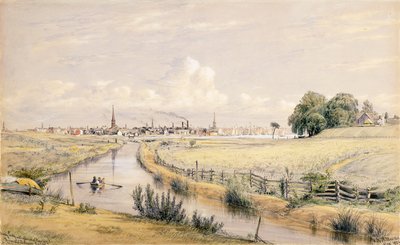 Jersey City med et glimt av New York fra Bergenskanalen, 1854 av William Rickarby Miller
