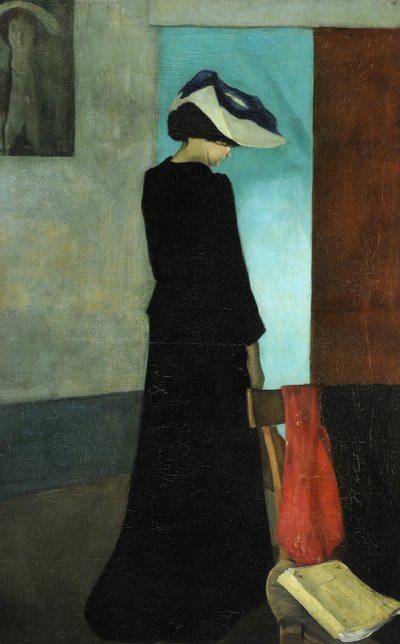 Interiør (dame med hatt) av William Rothenstein