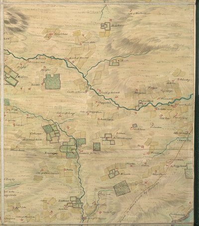 Roy Kart 19/3f: Område rundt Colliston, i Forfarshire (eller Angus), fra Roy Military Survey of Scotland av William Roy