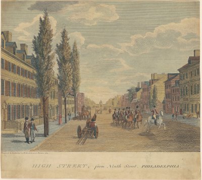 High Street, fra Ninth Street, Philadelphia av William Russell Birch