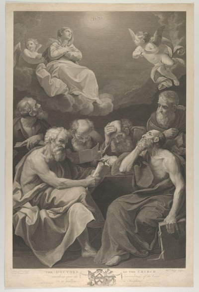 Kirkens leger konsulterer bøker og dokumenter og tenker på Jomfruen som ..., 1785 av William Sharp