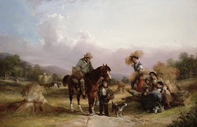 Høstmaskiner hilser på to reisende av William Shayer