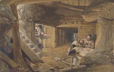 Gruve i Bastion du Mat, Sebastopol, Krim av William Simpson