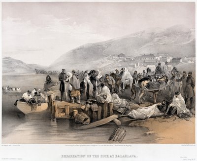 Ombordstigningen av de syke ved Balaklava, 1855 av William Crimea Simpson