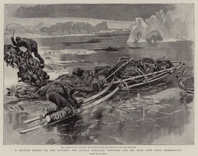 Et alvorlig uhell på reisen, sleden bryter gjennom isen nær Cape Cecil Harmsworth av William Small