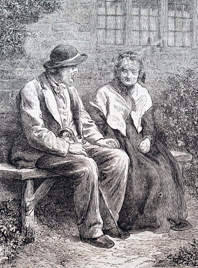 Et eldre ektepar. Av William Small (1843-1929), en engelsk illustratør. 1880 (gravering) av William Small