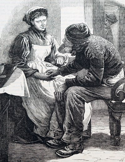 Et eldre ektepar. Av William Small (1843-1929), en engelsk illustratør. 1880 (gravering) av William Small