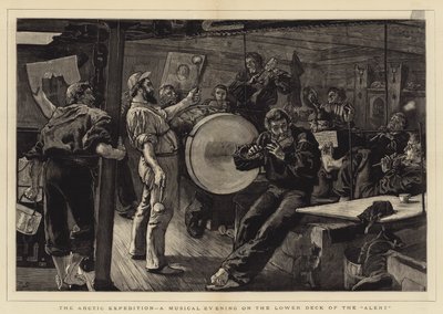 The Arctic Expedition, en musikalsk kveld på nedre dekk av Alert av William Small
