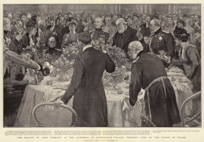 Lord Roberts helse ved lunsjen i Buckingham Palace, ledet av prinsen av Wales av William Small