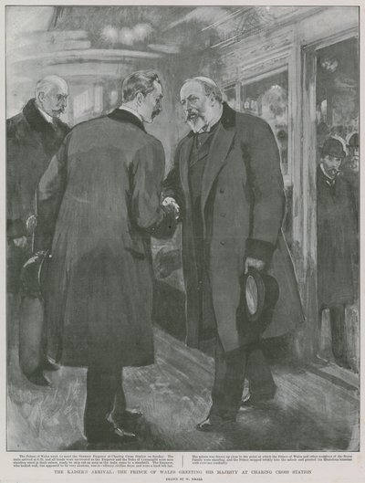 Kaisers ankomst: Prinsen av Wales hilser Hans Majestet på Charing Cross Station av William Small