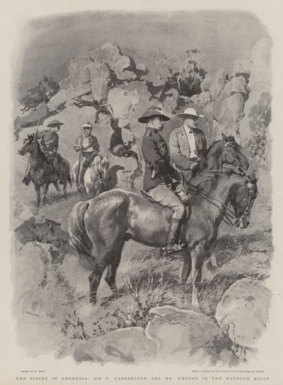 The Rising in Rhodesia, Sir F Carrington og Mr Rhodes i Matoppo Hills av William Small