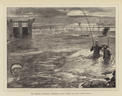 Det vestlige høylandet, Connemara, laksefiske ved Lough Corrib, Galway av William Small