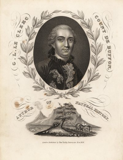 Portrett av grev Georges Buffon inne i laurbærkransen av William Smellie