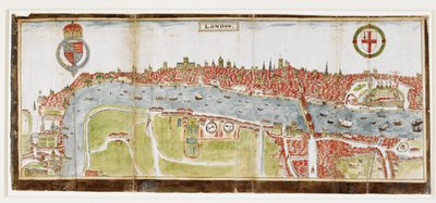 Sloane 2596, f.52 Utsikt over London fra sør, som viser Themsen, London Bridge og Tower av William Smith