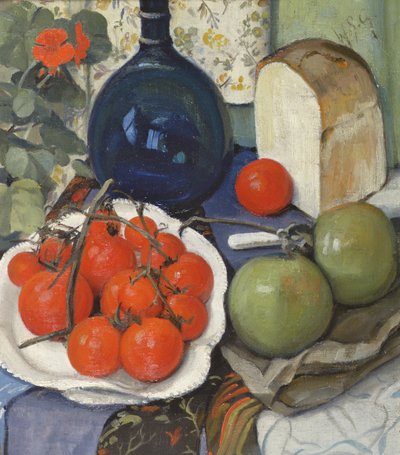 Stilleben med tomater og epler (olje på lerret) av William Somerville Shanks