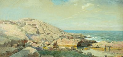 Maine Coast ved solnedgang (blandet media på papir) av William Stanley Haseltine