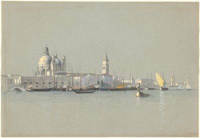 Utsikt over Giudecca-kanalen mot Salute og Campanile of San Marco av William Stanley Haseltine