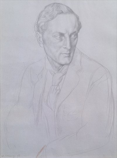 Portrett av Sir Henry John Newbolt (1862-1938) poet, 1898 (sølvpunkt på papir) av William Strang
