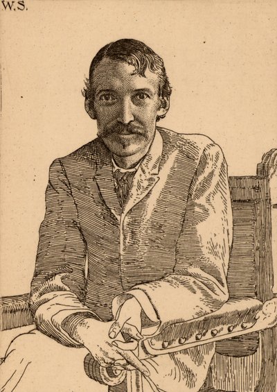 "Robert Louis Balfour Stevenson (1850-1894) skotsk forfatter av William Strang