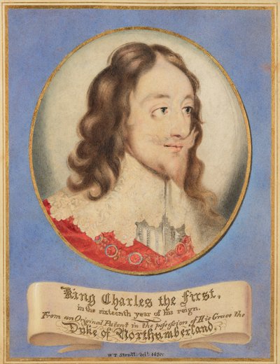 Kong Karl den første i det sekstende året av hans regjeringstid, fra et originalt portrett i besittelse av Hans Nåde Hertugen av Northumberland av William Strutt