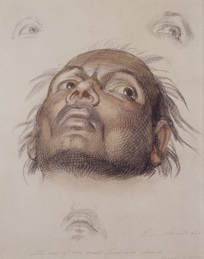 Studie av et østindisk hode, ca. 1875 (fargestift og vask på papir) av William Strutt