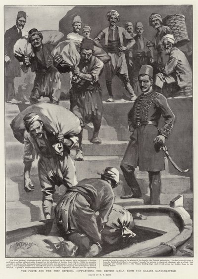 Porten og postkontorene, sender de britiske postene fra Galata Landing-Stage av William T. Maud