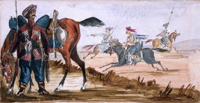 ?Bashi Bazouk fra Circassia, og andre på trening i bakgrunnen? av William Thomas Markham