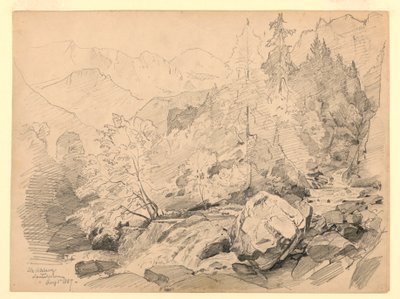 Landskap, Stechelberg, Lauterbrunnen, Sveits av William Trost Richards