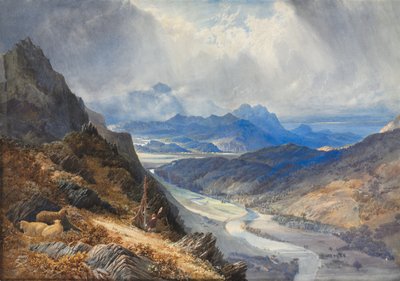 En utsikt fra Moel Cynwich: Ser over dalen til Afon Mawddach og mot Cader Idris av Joseph Mallord William Turner