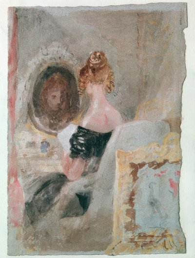 Interiør på Petworth House: kvinne foran speilet av Joseph Mallord William Turner