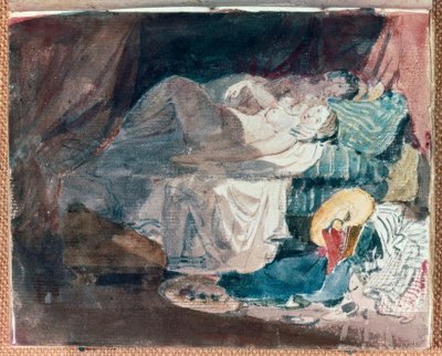 Naken jente og en følgesvenn på en seng av Joseph Mallord William Turner