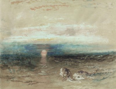 Solnedgang over havet med gurner av Joseph Mallord William Turner