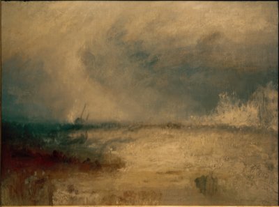Bølger bryter på en strand av Joseph Mallord William Turner
