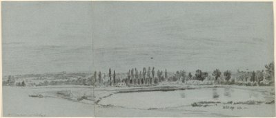 Omfattende landskap med en dam av William Turner of Oxford