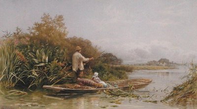 Ålefangere på Themsen, ca. 1870 (akvarell på papir) av William W. Gosling