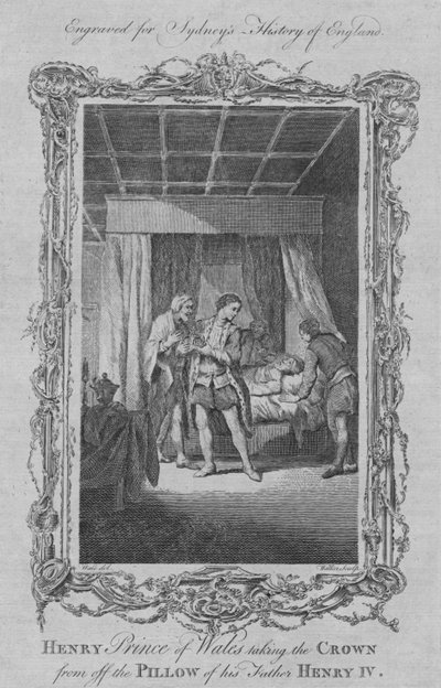 Henry Prince of Wales tar kronen fra puten til denne faren Henry IV, 1773. av William Walker