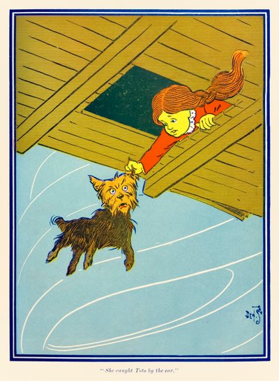 Hun fanget Toto ved øret. fra The Wonderful Wizard of Oz av L. Frank Baum av William Wallace Denslow