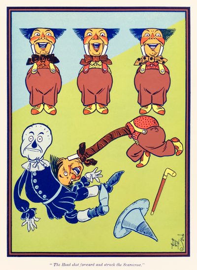 Hodet skjøt fremover og slo fugleskremselet. fra The Wonderful Wizard of Oz av L. Frank Baum av William Wallace Denslow