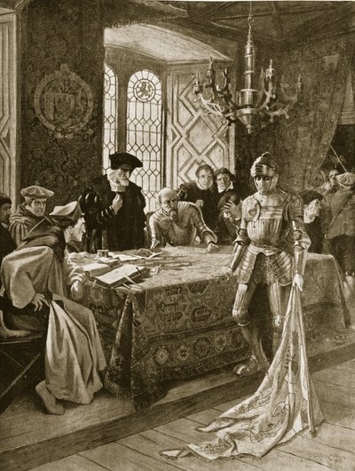 Returen av Trades' flagg til Edinburgh etter Flodden, illustrasjon fra 'Hutchinson's Story of the British Nation', ca. 1923 av William Ward